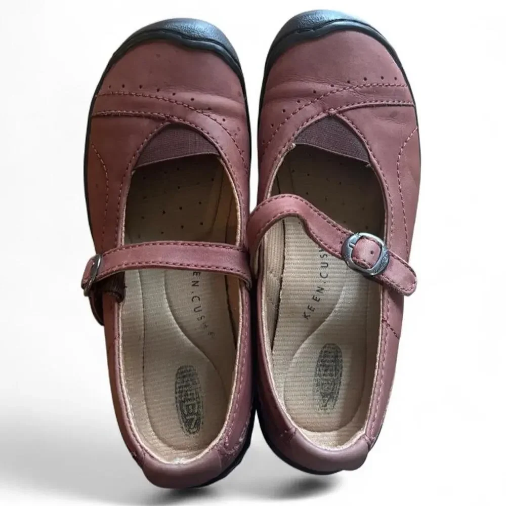 KEEN Sterling City Leather Mary Jane Comfort Flats Brown Burgundy Women's Size 7